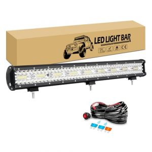 RIGIDON 65 cm 540W Barre de led 4x4 avec 12V Faisceau de câblage kit, longue portée barre lumineuse led pour Offroad Véhicules Voiture camions SUV ATV, 6000K feu antibrouillard (JIANDAO, neuf)