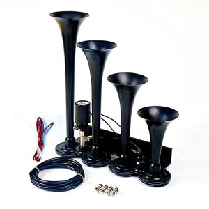 YIYDA klaxon &eacute;lectrique vanne &eacute;lectrovanne contr&ocirc;le &eacute;lectrique Corne &agrave; air &eacute;tanche Quatre Tubes Noir appropri&eacute; pour Tout 12V 24V Camion Camion Voiture Bateau Voiture (Huile flagship store, neuf)