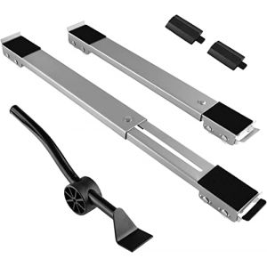 SMONTER Lot de 2 supports de machine à laver avec lève-meubles et roues (capacité de charge 300 kg), roulettes de meubles avec freins, lave-vaisselle, etc. Argenté (smonter, neuf)