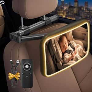 Retroviseur Voiture Bebe Miroir Voiture Bébé avec Lumière Led Rechargeable, 360° Rotation Réglables Rétroviseur Voiture Bébé 100% Incassable Miroir Bebe Voiture, Miroir De Voiture De Bébé LED (B) (Trans Cargo Success, neuf)