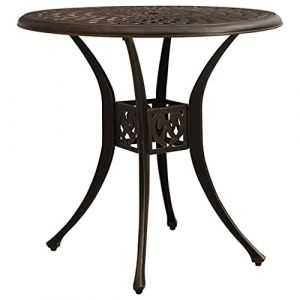 vidaXL Table de Jardin Ronde Bronze 78x78x72 cm Aluminium Coulé avec Trou de Parasol (vidaXL FR, neuf)