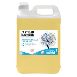 L'artisan savonnier - Liquide Vaisselle Bio 5L formule 100% végétale pour un bon lavage et dégraissage de votre vaisselle. Doux pour vos mains grâce à son parfum 100% huile essentielle (ETIKBIO, neuf)
