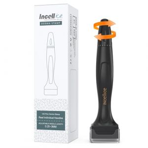 Derma Stamp Adjustable, INCELLICE Microneedle Stamp 0-3mm, Tampon Microneedling avec 140 Aiguilles en Titane, Derma Stamp pour Cheveux Barbe Visage, Alternative pour Microneedling Pen Derma Roller (INCELL ICE, neuf)