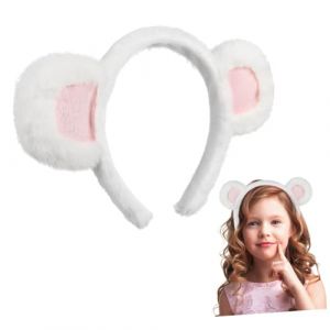 NIYANGLE Bandeau Oreilles D&rsquo;ours Peluche Taille Unique Accessoire de D&eacute;guisement Cosplay F&ecirc;te Femmes Gar&ccedil;on et Filles Rose Blanc (Telinei, neuf)