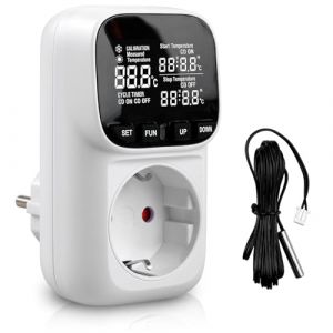 Prise thermostatique, r&eacute;gulateur de temp&eacute;rature num&eacute;rique, prise 230 V, avec capteur et sonde, &eacute;cran LCD, r&eacute;gulateur d'humidit&eacute;, chauffage refroidissement, interrupteur de temp&eacute;rature pour serre, (CANZHOUH, neuf)