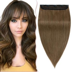 SEGO Extension A Clip Cheveux Naturel - Extension Cheveux Naturel Clip in Hair Extension a Clip Remy Hair Extension Chatain Clip Extension Cheveux Clip Monobande [Volume Epais] - 40 CM 06#Noisette (Shiny Collection-88, neuf)