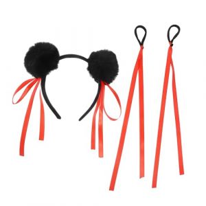 Luxshiny Bandeau Culturel Chinois Avec Pompons Peluche Coiffe De D&eacute;guisement Pour Gar&ccedil;on Fille Accessoire De Costume Asiatique (Honali, neuf)