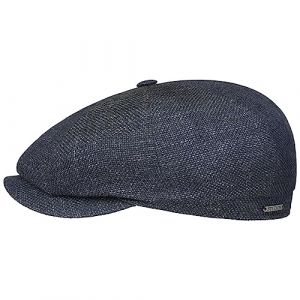 Stetson Casquette Hatteras Ellington Femme/Homme - Made in The EU Laine Gavroche en Lin avec Visiere, Doublure, Doublure Ete Printemps-ete - 59 cm Bleu-Gris (Breiter La Mode et L'Univers du Chapeau, neuf)