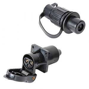 TAEUYYM Prise Remorque Et Prise Pour Remorque 3 Broches, Prise 12V Etanche Remorque 3 Broches Femelle Male, Prise 3 Broches Convient Remorque RV Voiture Tracteur Agricole V&eacute;hicule(4 Points De Montage) (TAEUTO, neuf)