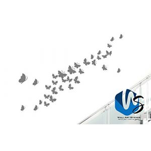 37 différents Taille Papillon Art Mural Stickers Autocollants muraux en Vinyle Salle pour Le bébé Chambre d'enfant - Set D - Gris Moyen (Stickers4ever, neuf)