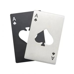 2 Pièces Ouvreur de Bière de Bouteille, Ouvre-Bouteille de Poker, Ouvre-Bouteille en Acier Inoxydable, Taille de Carte de Crédit, Ouvre-Bouteille de Bière Drôle Personnalisé(Noir et Argent) (zhenliguanglu60hao, neuf)