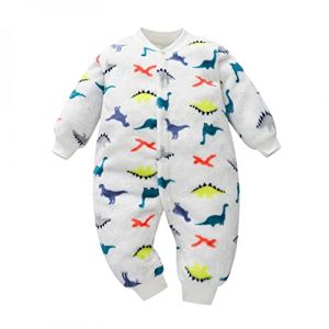 Huttam Pyjama Bebe Garcon 0-18 Mois Hiver Chaud Surpyjama Polaire Bebe Fille Combinaison &Eacute;paisse Velours Grenouill&egrave;re Animaux Body Manche Longue Ouverture Devant Avec Bouton (12-18 mois, Blanc) (欧盟商店百货制造商, neuf)