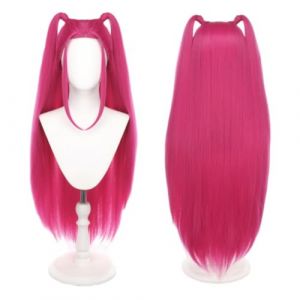 CGVG Perruque de cosplay longue et lisse - Rose - Cosplay - Anime Mira Cosplay pour femme - Halloween - Carnaval - F&ecirc;te (rose) (PARTYISLAND TRADE LTD, neuf)