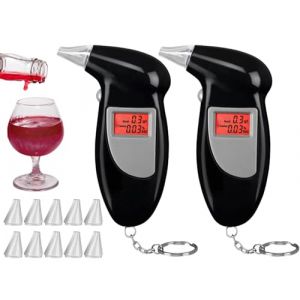 ZLXFT Alcootest Ethylotest Electronique,2pcs Alcootest Ethylotest &Eacute;lectronique avec Affichage Num&eacute;rique LCD,Portable LED Digital Respiratory Alcohol Tester,Portable Num&eacute;rique Testeur d'alcool Pr&eacute;cis (mjy79go, neuf)
