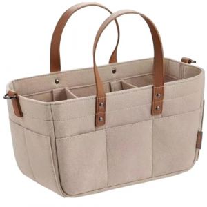 Caddie &agrave; couches pour b&eacute;b&eacute;, organisateur de caddie &agrave; couches portable, sac en feutre pliable pour chambre d'enfant, panier pour b&eacute;b&eacute;, organisateur de table langer pour et lingettes, kaki (Haoyunlucy, neuf)