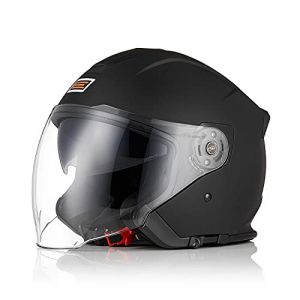 ORIGINE Casque Moto Jet Casque Scooter Ouvert avec Double Visière Homologué ECE(Solid Matt Black,S) (H&H Sports Protection srl, neuf)