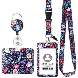 2 Pi&egrave;ces Porte Badge Tour de Cou avec 2 Pcs Porte-cartes, Porte Badge Enrouleur Cordon Tour de Cou avec Fermoir Mousqueton Pivotant Pour Carte d'identit&eacute;, carte bancaire, cl&eacute;, carte de bus (grimig, neuf)