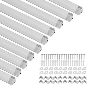 Fiqops Lot de 30 profil&eacute;s LED en aluminium en forme de V de 1 m pour bandes LED, bandes (jusqu'&agrave; 11 mm de large), avec embouts et clips de montage, canal LED pour bandes LED, diffuseur LED (YunYang9, neuf)
