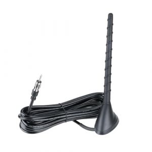 Superbat Antenne FM/AM Voiture: Antenne Passive pour Toit Auto M&acirc;t Souple en Caoutchouc C&acirc;ble 5m Adaptateur DIN 80-108MHz FM/520-1710kHz AM Compatible Voiture, Camion, Bateau, Autoradio (Superbat-EU, neuf)