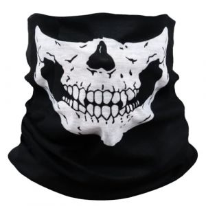 AWUMBUK Cache Cou Moto Multifonction, Cagoule de Moto Pour Homme Halloween Masque de Tête de Mort Masque Tempête Ski Foulard Tubulaire Noir Tour de Cou (XIAOYU-UK, neuf)