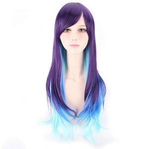 GHK Harajuku Lolita Perruque Longue Ondulée Synthétique Cheveux Anime Cosplay Pourpre Bleu Marron Faits saillants Coloré Perruques De Fête Pour Les Femmes PL-458 (good stuff A, neuf)