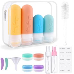 Zosenyer Flacons Voyage Silicone, 16 Pièces Accessoires de Voyage, Kit Complet de Récipients pour Shampoing, Lotion et Cosmétiques, Avion Cabine (Couleur) (Zosenyer Kft, neuf)