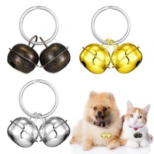 Hotop 3 Sets de Cloches Extra Fortes pour Chat Chien Animal de Compagnie Cloches de Suivi pour Chien Grelots Breloque de Traqueur Clochettes Pendentif pour Collier d'Animal(Noir, Or, Argent) (Meoyo Direct, neuf)