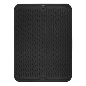 Salubohum Silicone draining Mat,Tapis Egouttoir Vaisselle, Produits en Plastique, Tapis d'évier adapté aux Assiettes et aux Bols, Tapis d'absorption d'eau en Fibres pour l'évier (40x30) (Noir) (Digital GOODS!, neuf)