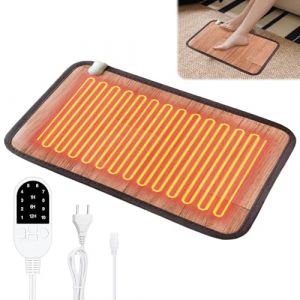 Chauffe Pied &Eacute;lectrique, TGKYK 30 * 50 cm Tapis Chauffant Bureau Pied avec 10 niveaux de chauffage et 3 minuteries, Chauffe Pieds Chauffant &Eacute;lectrique pour la maison et le bureau (Grain de Bois) (QiBaoEU, neuf)