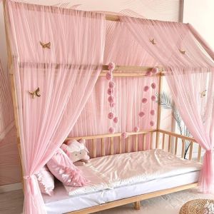 Baby Fancyroom Ciel de lit - Ciel de lit - Rose - Pour lit d'enfant, chambre d'enfant - Baldaquin - Pour chambre de princesse - Rose avec 5 papillons dorés - 380 cm (Baby Fancyroom, neuf)