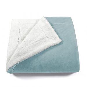 FARFALLAROSSA Couverture Plaid Polaire Flanelle 210 x 240 cm - Jeté de Canapé Polaire - Couverture lit 2 Personnes Epaisse Douce Et Chaude - Plaid Haute Qualité - Vert d'eau/Blanc (LYFPL, neuf)