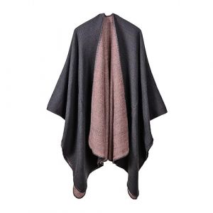 SJTJSPX Poncho Ch&acirc;le Femme Cape &Eacute;charpe El&eacute;gant Poncho Mexicain Cachemire Manteux Hiver Automne Chaud Ouvert &agrave; Carr&eacute; Foulard &Eacute;paissie Douce Couverture Tricot Ch&acirc;le Wraps R&eacute;versible Cardigan (QIQIXINXINZI, neuf)