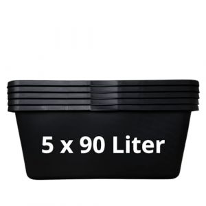 Bo&icirc;tes &agrave; mortier de 65 &agrave; 90 litres - Seau &agrave; mortier rond ou carr&eacute; - Baignoires en plastique de qualit&eacute; sup&eacute;rieure - Bac &agrave; plantes pour parterre sur&eacute;lev&eacute; (5 x 90 l carr&eacute;) (1a-Handelsagentur, Exp&eacute;dition d'Allemagne, les Termes et Conditions et politique de