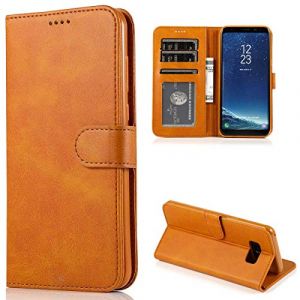 CTIUYA Coque pour Samsung Galaxy S8, Étui Flip Case en Cuir Portefeuille Coque à Rabat Housse avec Porte Carte Magnétique Antichoc Protection Complète Etui pour Samsung Galaxy S8,Jaune (CTIUYA, neuf)