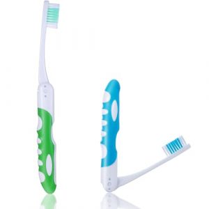 Aeaocvo Lot de 2 brosses à dents de voyage, pliables, portables pour voyage, adultes, camping, école, voyage d'affaires (bleu, vert) (faraway from, neuf)