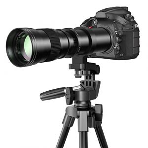 Lightdow 420-800mm f/8.3 T&eacute;l&eacute;objectif, Objectif Full Frame avec Adaptateur T-Mount, Compatible avec Nikon D850 D810 D780 D750 D500 D7500 D7200 D5600 D3500 D3400 etc | S&eacute;rie D Cam&eacute;ra DSLR (ELGATOR, neuf)