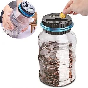 Pup Go Tirelire Electronique Transparente Numérique, Écran LCD Afficher Montant Total, XXL 1,8L Grande Capacité Compteuse Automatique de Pièces, Idéale Enfant Adulte, Cadeau pour Garcon Fille (Euros) (Pup Go, neuf)