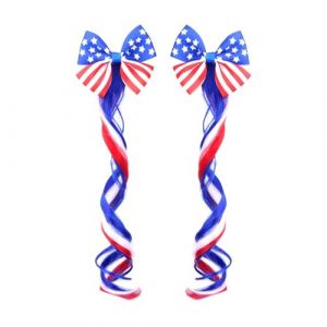 Nœuds à cheveux patriotiques du 4 juillet, pinces à cheveux rouge, blanc, bleu, drapeau des États-Unis, 4 juillet, accessoires pour cheveux pour femmes et Dxt813 (bleu, 20 cm) (H.eternal, neuf)
