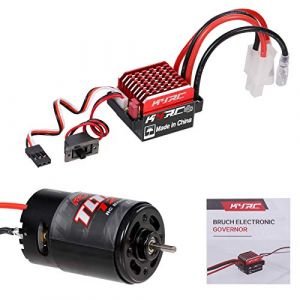 HUIOP RC Motor esc, Moteur bross&eacute; 550 12T avec contr&ocirc;leur de Vitesse &eacute;lectrique bross&eacute; ESC 60A/360A 6V/2A pour Remplacement de Camion de Voiture de Course t&eacute;l&eacute;command&eacute; pour TRAX4 1/10,12T Motor (minimin, neuf)