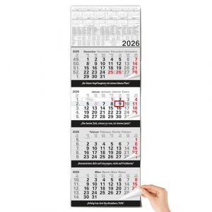TOBJA Calendrier Calendrier 4 mois 2025 calendrier mural grand - calendrier combin&eacute; 4 mois sans publicit&eacute; avec curseur de date | Aper&ccedil;u mensuel avec aper&ccedil;u annuel | Agenda XXL 96 x 33 cm (JATOB GmbH, neuf)