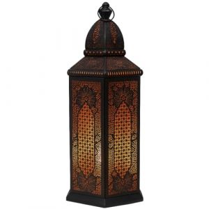 Yagmur Lampe de bureau orientale XXL 75 cm Noir E27 | Lampe de table marocaine Gross m&eacute;tal Abat-jour noir | Lampadaire moderne pour style vintage r&eacute;tro et maison de campagne (Marrakesch-Shop, neuf)