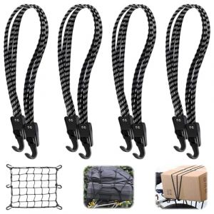 Tendeurs Elastique avec Crochets, 4 Pièces Sangle Bagage avec Crochet, Rétractable Élastique Casque Sangles, Tendeur vélo, Tendeur Plat avec Crochets, Sangle Bagage Elastique (LIHUAHAI LIMITED, neuf)