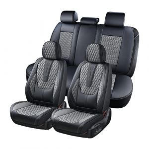 Coverado Housses de siège d'auto Ensemble Complet, Housses de siège en Cuir avec Soutien Lombaire, 5 pièces Protection de siège d'auto Avant et arrière pour Plupart des camions SUV de Voiture (Coverado, neuf)