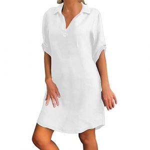 NNGOTD Robe Femme Ete Manche Courte Boh&egrave;me Col Rond sans Manches Impression Maxi Robe Mode D&eacute;contract&eacute;e Robe Longue Elegante Robe De Plage Robe Longue Fluide (BAULMD（90% Big Promotion Without Discount Code ）, neuf)