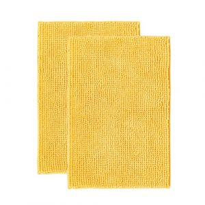Decomira Tapis de Bain Antid&eacute;rapant en Chenille | Super Absorbant et Lavable en Machine | pour la Salle de Bain, Douche, Baignoire ou comme Tapis WC | Jaune - 50x80 cm (2pcs) (LIMODI GmbH, neuf)