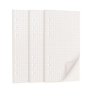 135 Feuilles A6 Recharge Papier en Quadrill&eacute;, OVISEEN Quadrill&eacute; 6 Trous Vierge Feuillets Mobiles pour 6 anneaux Agenda Filofax A6 Bullet Carnet Cahier de Voyage (rongrongsm, neuf)