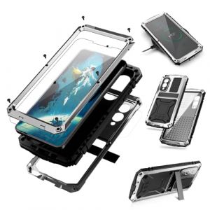 Lunivop Coque Compatible avec Samsung Galaxy S25 Edge (6.7") 2025 Metal, avec d'&eacute;cran int&eacute;gr&eacute;e - B&eacute;quille Protection Militaire Robuste pour S25 Edge Coque (Argent) (Lunivop Accessories Inc, neuf)