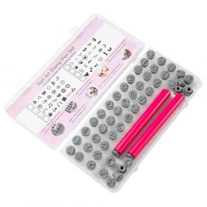Stylo de tampon &agrave; ongles, 48 ​​pi&egrave;ces stylos de tampon d'art d'ongle diff&eacute;rents mod&egrave;les tampons 'art avec pointe stylo en silicone fleur papillon rose kit 'estampage bricolag (RFITGNEEDNEED, neuf)