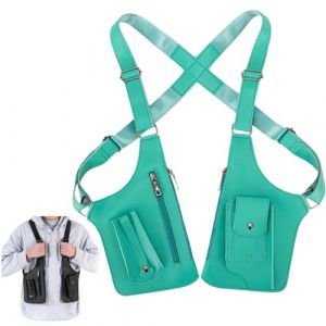 Generisch Sac &agrave; bandouli&egrave;re r&eacute;glable en cuir de haute qualit&eacute;, double sac &agrave; bandouli&egrave;re pour aisselles, sac &agrave; dos de loisirs antivol en PU pour homme, vert &eacute;meraude (Driohan⭐⭐⭐⭐⭐, neuf)