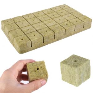 Gloryit 28 Pièces Cube de Laine de Roche,Laine De Roche Cubes,Laine De Roche Blocs,Rockwool Grow Cubes pour Culture Compresse Soilless Plantation Boutures Clonage Propagation Plantes (Gloryit, neuf)